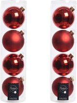 8x Kerst rode glazen kerstballen 10 cm - Mat/matte - Kerstboomversiering kerst rood