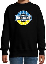 Have fear Ukraine is here sweater met sterren embleem in de kleuren van de Oekraiense vlag - zwart - kids - Oekraine supporter / Oekraiens elftal fan trui / EK / WK / kleding 134/146
