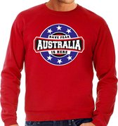 Have fear Australia is here / Australie supporter sweater rood voor heren 2XL
