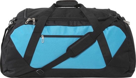 Sporttas - reistas - lichtblauw en zwart - polyester (600D) - Merkloos