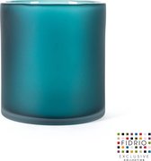 Design vaas Cilinder frosted - Fidrio Lagoon - glas, mondgeblazen - diameter 18 cm hoogte 20 cm
