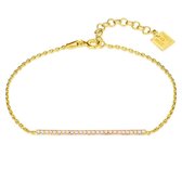 Twice As Nice Armband in verguld zilver, gebogen staaf met roze zirkonia  16 cm+3 cm