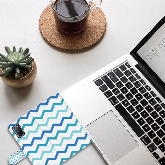 Coque OPPO A72 | OPPO A52 magnétique Cuir PU Protection Etui Housse pour Zigzag Bleu