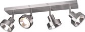LED Plafondspot - Trion Leonida - GU10 Fitting - 4-lichts - Rechthoek - Mat Nikkel - Aluminium - BSE