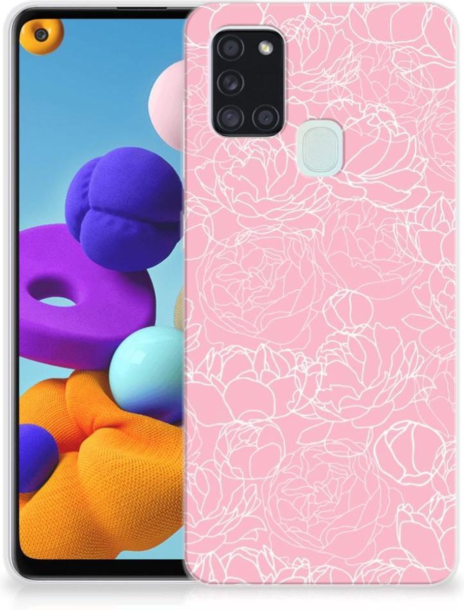 Samsung Galaxy A21s TPU Case White Flowers