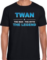 Naam cadeau Twan - The man, The myth the legend t-shirt  zwart voor heren - Cadeau shirt voor o.a verjaardag/ vaderdag/ pensioen/ geslaagd/ bedankt XL