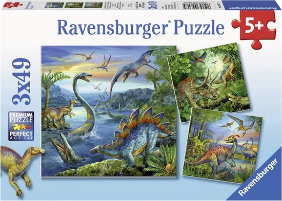 Ravensburger Dinosauriërs – 3×49 stukjes – kinderpuzzel