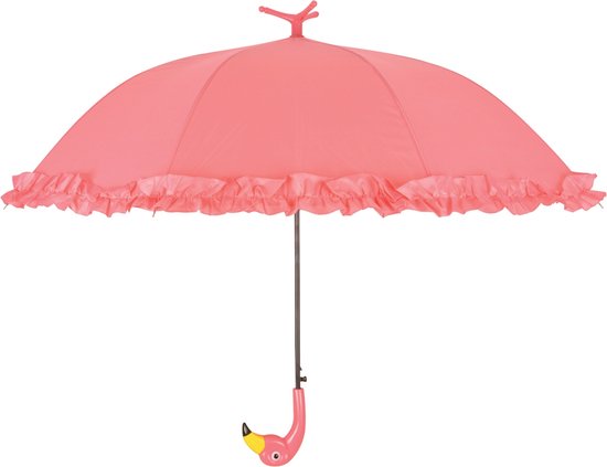 Foto: Esschert design paraplu met ruches flamingo 98 cm roze tp203