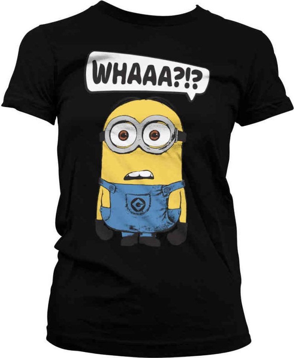 Minions Dames Tshirt -2XL- Whaaa?!? Zwart