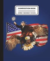 Composition Book: College Ruled Benjamin Franklin Riding American Bald Eagle Writing Notebook