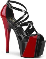 Pleaser Sandaal met enkelband, Paaldans schoenen -39 Shoes- ADORE-764 Paaldans schoenen Zwart/Rood