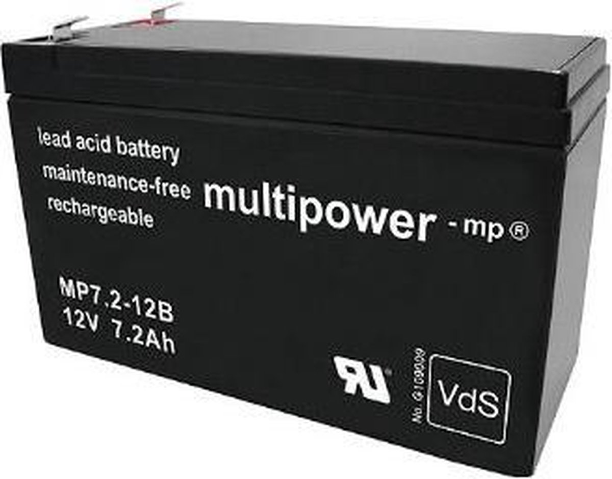 Multipower MP7,2-12B/12V 7,2 Ah Lood Batterij Met VdS Goedkeuring 4260476411144