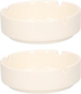 Set de 2x cendriers en porcelaine blanche 10 cm - Cendriers de jardin / maison abordables