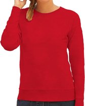 Rode sweater / sweatshirt trui met raglan mouwen en ronde hals voor dames - rood - basic sweaters S (36)