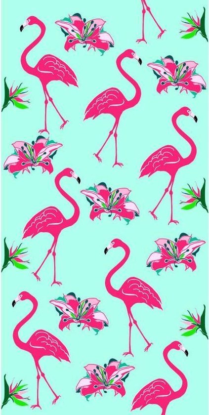 Luxe badlaken/strandlaken handdoek 70 x 140 cm - Flamingo print handdoek  voor kinderen | bol