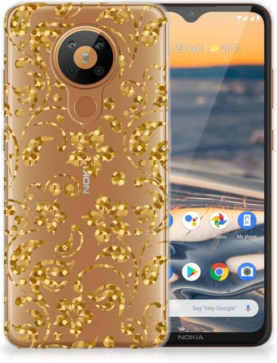 Nokia 5.3 TPU Case Gouden Bloemen