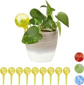 Relaxdays 10 x waterdruppelaar - glas - waterbollen voor planten - Ø6cm – geel