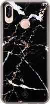Huawei P20 Lite hoesje siliconen - Marmer zwart | Huawei P20 Lite (2018) case | zwart | TPU backcover transparant