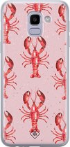 Samsung J6 (2018) hoesje siliconen - Lobster all the way | Samsung Galaxy J6 (2018) case | Roze | TPU backcover transparant