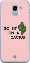 Samsung J6 (2018) hoesje siliconen - Go sit on a cactus | Samsung Galaxy J6 (2018) case | Roze | TPU backcover transparant