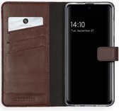 Selencia Hoesje Geschikt voor Samsung Galaxy A51 Hoesje Met Pasjeshouder - Selencia Echt Lederen Bookcase - Bruin