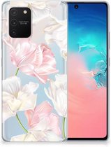 GSM Hoesje Geschikt voor Samsung Galaxy S10 Lite Back Case TPU Siliconen Hoesje Doorzichtig Mooie Bloemen