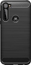 Shop4 - Motorola Moto G Pro Hoesje - Zachte Back Case Brushed Carbon Zwart