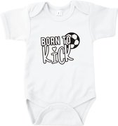 Rompertjes baby met tekst - Born to kick - Romper wit - Maat 74/80