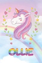 Ollie: Ollie Unicorn Notebook Rainbow Journal 6x9 Personalized Customized Gift For Someones Surname Or First Name is Ollie