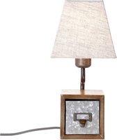 BRILLIANT lamp Casket tafellamp antiek zink / beige | 1x A60, E27, 25W, geschikt voor standaardlampen (niet inbegrepen) | Schaal A ++ tot E | Met snoerschakelaar