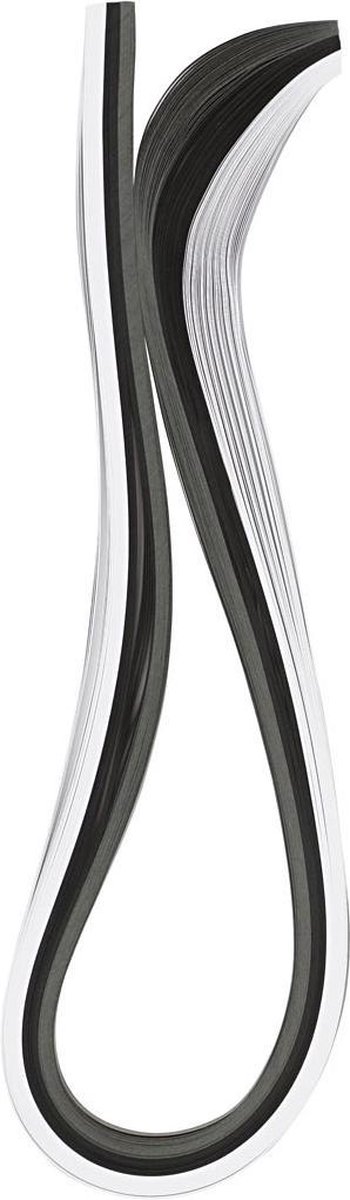 Quilling stroken, L: 78 cm, B: 5 mm, 120 gr, zwart, grijs, wit, 100 stuk