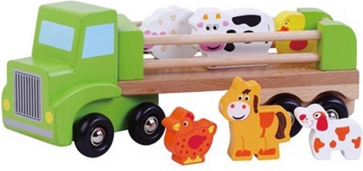 Simply For Kids Houten Vrachtwagen met 6 Dierfiguren