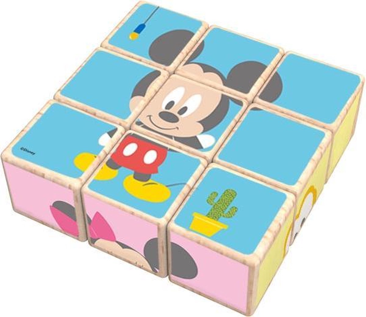 Disney Blokkenpuzzel Mickey Mouse Junior 21 Cm Hout 9-delig