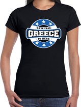 Have fear Greece is here / Griekenland supporter t-shirt zwart voor dames XS