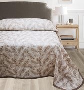 Nightsrest Bedsprei Tropicalia Fleur - Double Face - Tabaksbruin/Linnen - Maat: 270x260cm