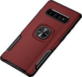 Let op type!! Schokbestendig auto magnetische geval met 360 graden gouden Armor ring voor Galaxy S10 (rood)