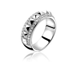 ZINZI zilveren ring studs wit ZIR993