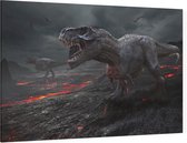 Dinosaurus T-Rex vulkanisch einde der aarde - Foto op Canvas - 60 x 40 cm
