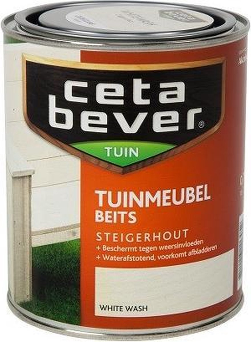 CetaBever Tuinmeubel Beits Steigerhout Zijdeglans White Wash 750 ml