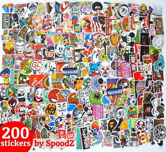 kalf Grijpen de ober Stickers 200 stuks | Hoogwaardige Sticker Set Auto Laptop ST01 | bol.com