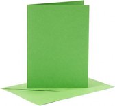 Kaarten en enveloppen, afmeting kaart 10,5x15 cm, afmeting envelop 11,5x16,5 cm, groen, 6sets