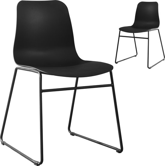 Vooruitzicht Aanwezigheid produceren Set van 2 design stoelen 81 cm metaal zwart | bol.com