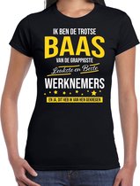 Ik ben de trotse baas van de leukste en beste werknemers cadeau t-shirt zwart voor dames - kado voor werkgever / baas 2XL