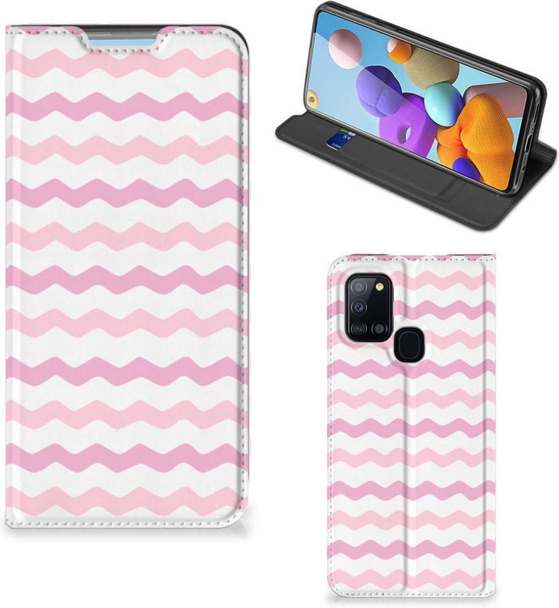 Samsung Galaxy A21s Hoesje met Magneet Waves Roze