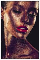 Mooie vrouw met gouden glitters - Foto op Akoestisch paneel - 60 x 90 cm