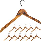Relaxdays houten kledinghangers - 12 stuks - kleerhangers hout - jashanger - vintage - rok