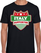 Italy supporter schild t-shirt zwart voor heren - Italie landen t-shirt / kleding - EK / WK / Olympische spelen outfit S