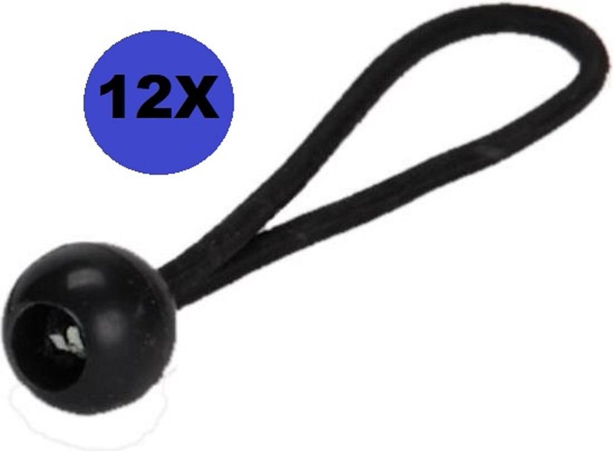 12 x Spanelastieken Bungee Ball 6 mm lengte 18 cm zwart
