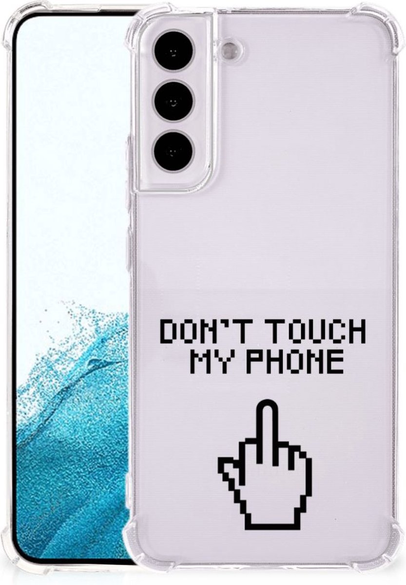 Smartphonehoesje Samsung Galaxy S22 Plus Telefoon Hoesje met doorzichtige rand Finger Don't Touch My Phone