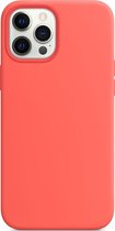 Mobigear Rubber Touch - Telefoonhoesje geschikt voor Apple iPhone 12 Softcase Hoesje Apple iPhone 12 Flexibel Siliconen Backcover Case MagSafe Compatible - Oranje